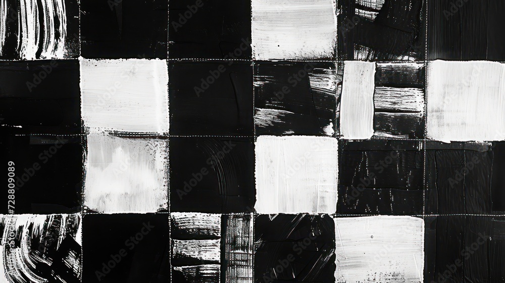 abstract black and white pattern made of squares, monotype, pattern - obrazy, fototapety, plakaty 