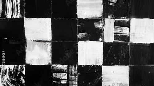 abstract black and white pattern made of squares, monotype, pattern