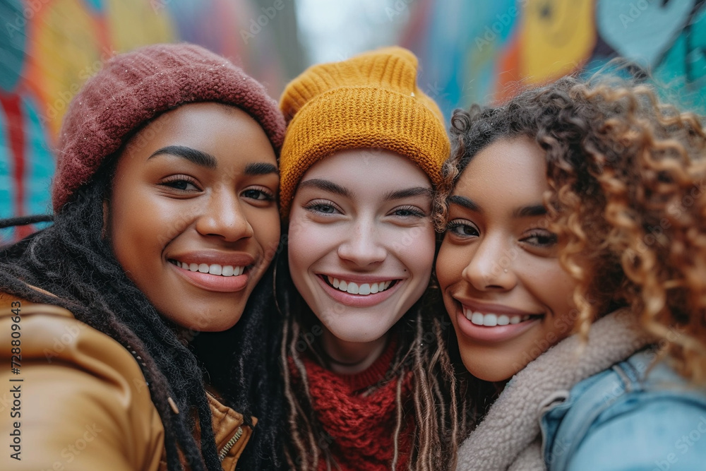 Group of young people make selfie on mobile phone Group of young people make selfie on mobile phone