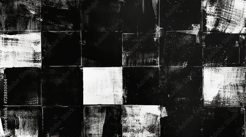 Fototapeta premium abstract black and white pattern made of squares, monotype, pattern