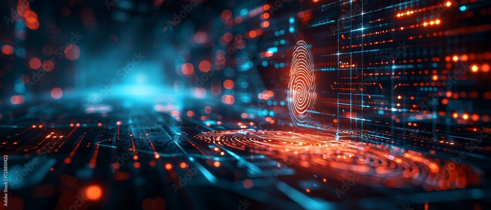 background showcasing the integration of biometric security in healthcare technology, featuring fingerprint and retina scans merging into a digital network. background showcasing the integration of biometric security in healthcare technology, featuring fingerprint and retina scans merging into a digital network.