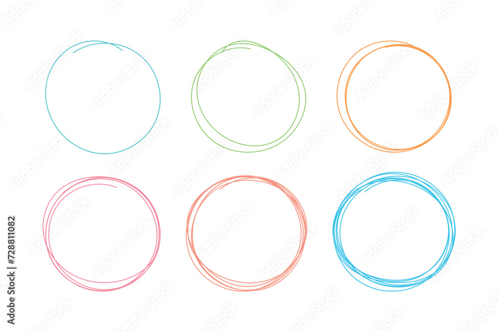 thin and thick circles. hand drawn colored circles thin and thick circles. hand drawn colored circles