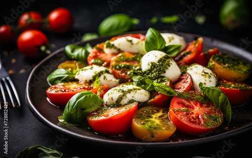 A plate adorned with a delicious Caprese salad © Алла Морозова