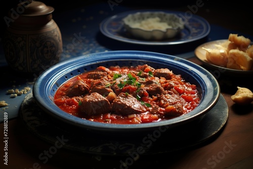 a Turkish meal of meat and spicy stew