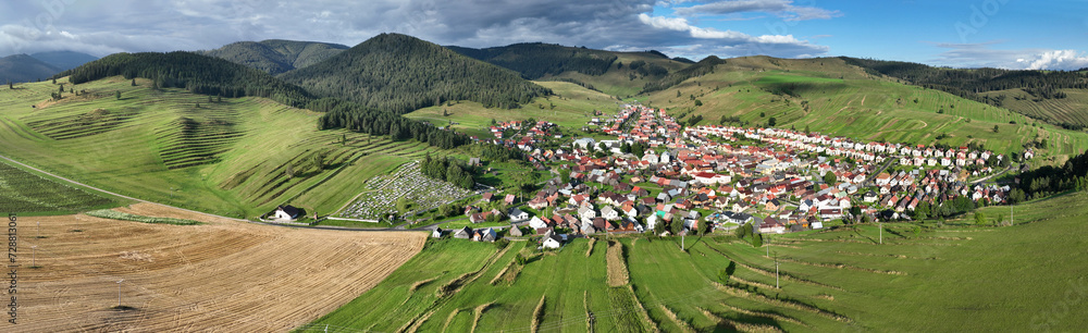 panorama of Liptovska Teplicka village, Low Tatras, Slovakia