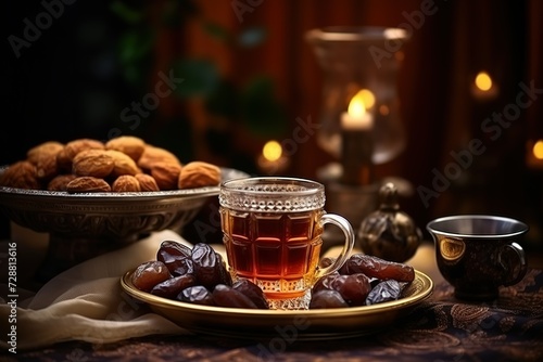 muslim tea with dates and raisins and coffee