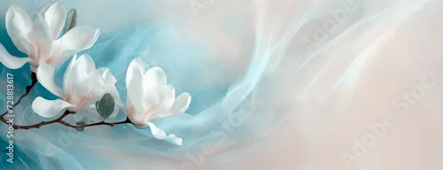 Panel kuchenny z motywem Tapeta, kwiaty wiosenne, biała magnolia