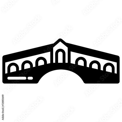 Rialto Bridge glyph and line vector illustration