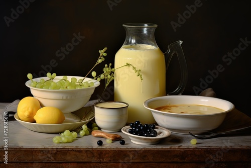 peckish on kheer on a plate with a jug of milk