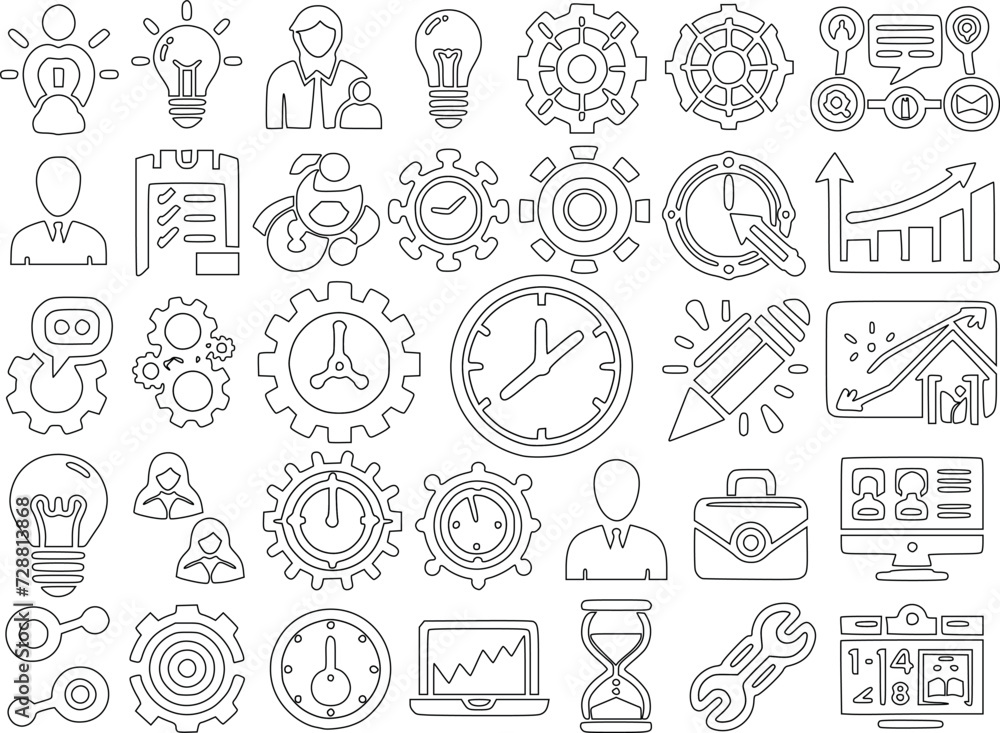 Icons for project management compilation. Concepts of planning and time management. Good collection of icons.