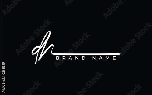 DH letter beauty handwriting vector logo. 
