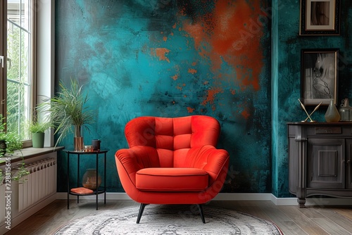 Modern Interiors Home Decor Ideas. A Fusion of Style, Color, and Botanicals. Generative AI
