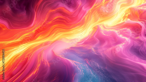 Neon streaks of electric pink, lime green, and vibrant orange colliding and intertwining on a sleek marble slab, forming a high-energy abstraction. 