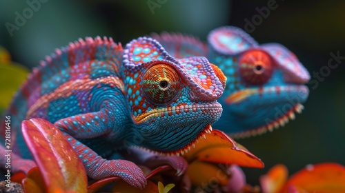 Chameleons Blending In, Fascinating photo of chameleons blending into their surroundings, showcasing their unique camouflage. © Nico