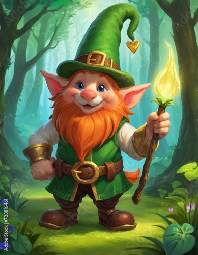 Enchanted forest gnome in the forest