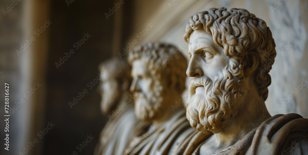 a row of finely sculpted men with beards a row of finely sculpted men with beards