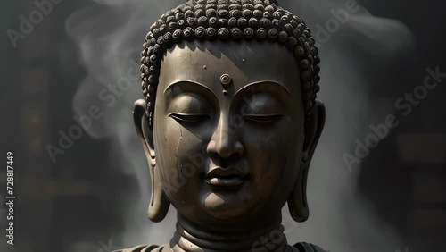 Wallpaper Mural Buddha statue.Slowly rising smoke behind him.CGI animation. Illustration. Torontodigital.ca