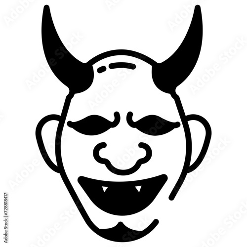 Oni glyph and line vector illustration