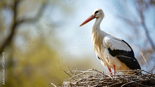 A stork, as soon as it is at its nest, is the harbinger of spring. Generative AI