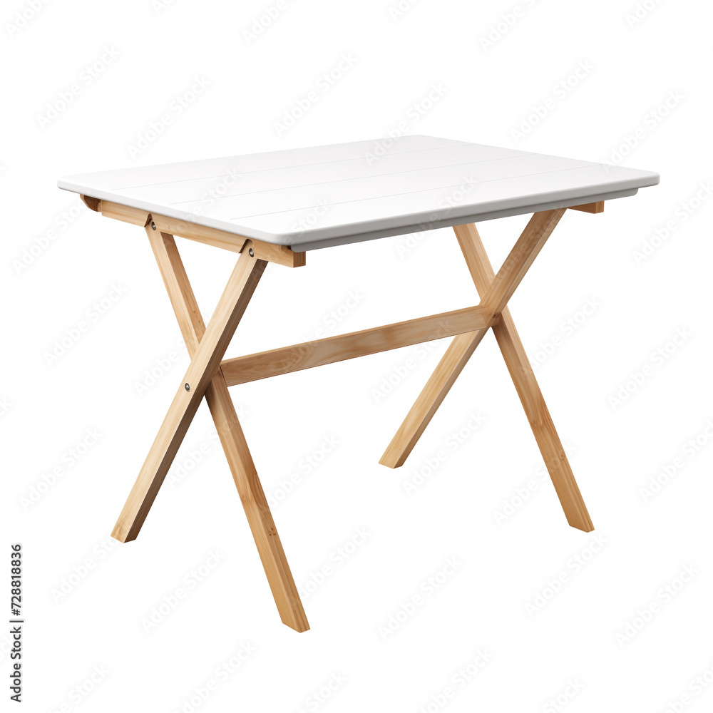 Folding Table. Scandinavian modern minimalist style. Transparent background, isolated image.