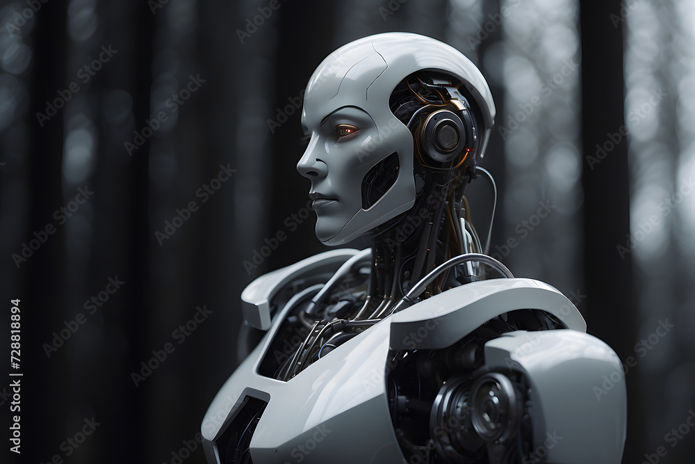 3d rendering humanoid robot in modern technology futuristic concept. Artificial intelligence concept. Generative AI 3d rendering humanoid robot in modern technology futuristic concept. Artificial intelligence concept. Generative AI