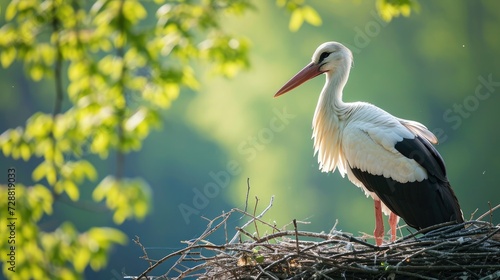 A stork, as soon as it is at its nest, is the harbinger of spring. Generative AI