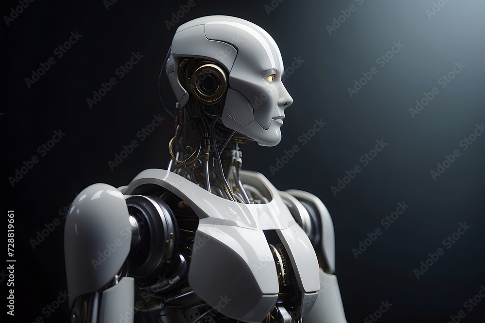 3d rendering humanoid robot in modern technology futuristic concept. Artificial intelligence concept. Generative AI 3d rendering humanoid robot in modern technology futuristic concept. Artificial intelligence concept. Generative AI