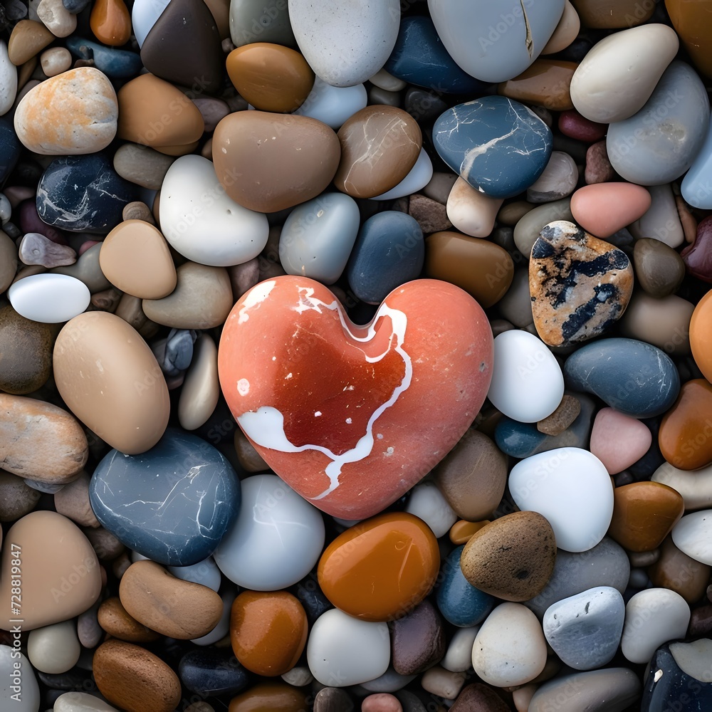 Smooth streamlined stones in the middle of a heart-shaped stone. Heart as a symbol of affection and love. Smooth streamlined stones in the middle of a heart-shaped stone. Heart as a symbol of affection and love.