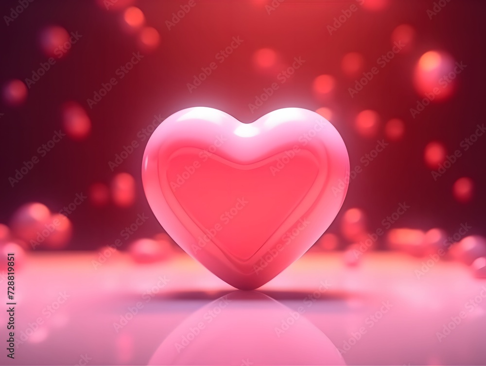 Pink heart on a smudged red and pink background. Heart as a symbol of affection and love.