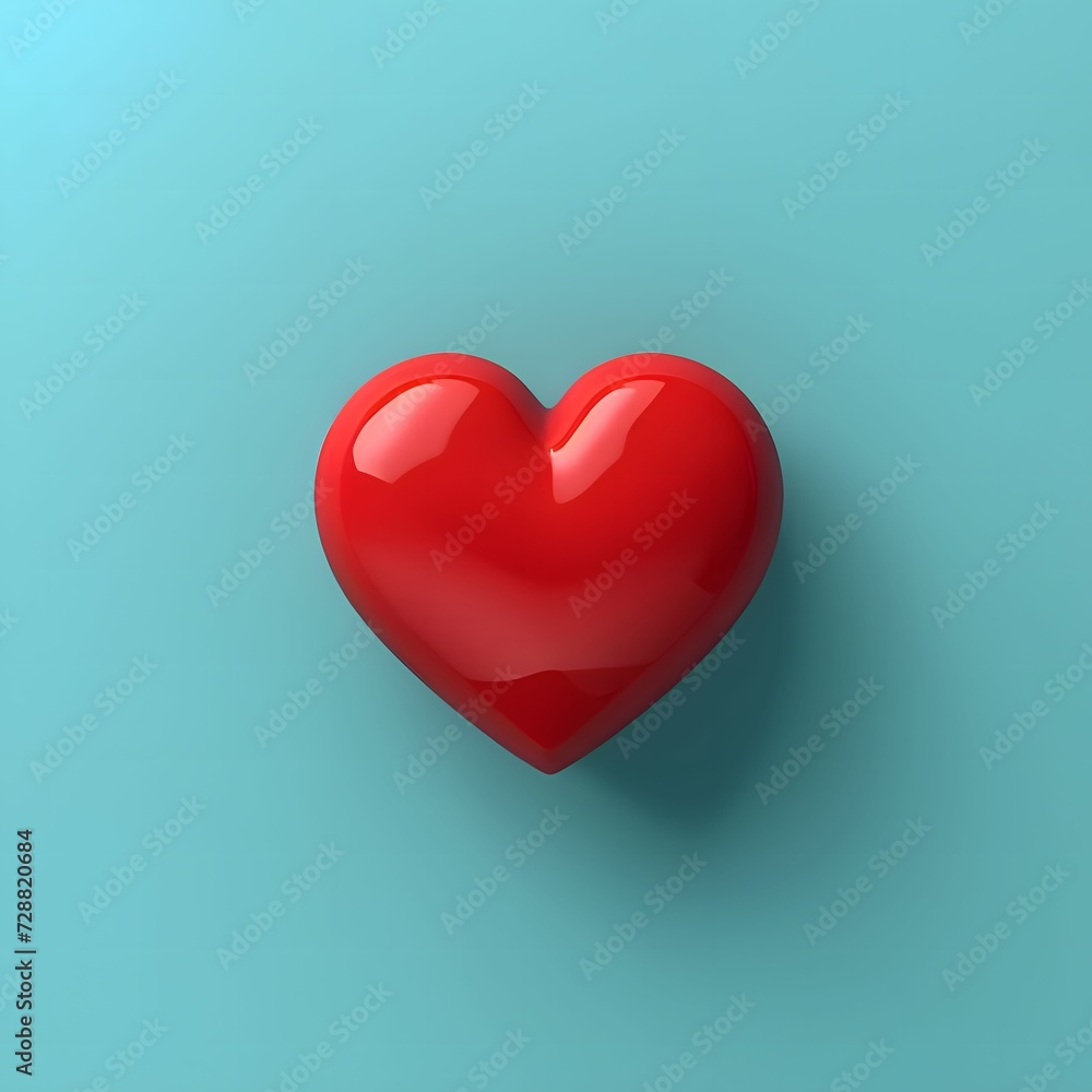 Logo concept red heart with glossy on light background. Heart as a symbol of affection and love.