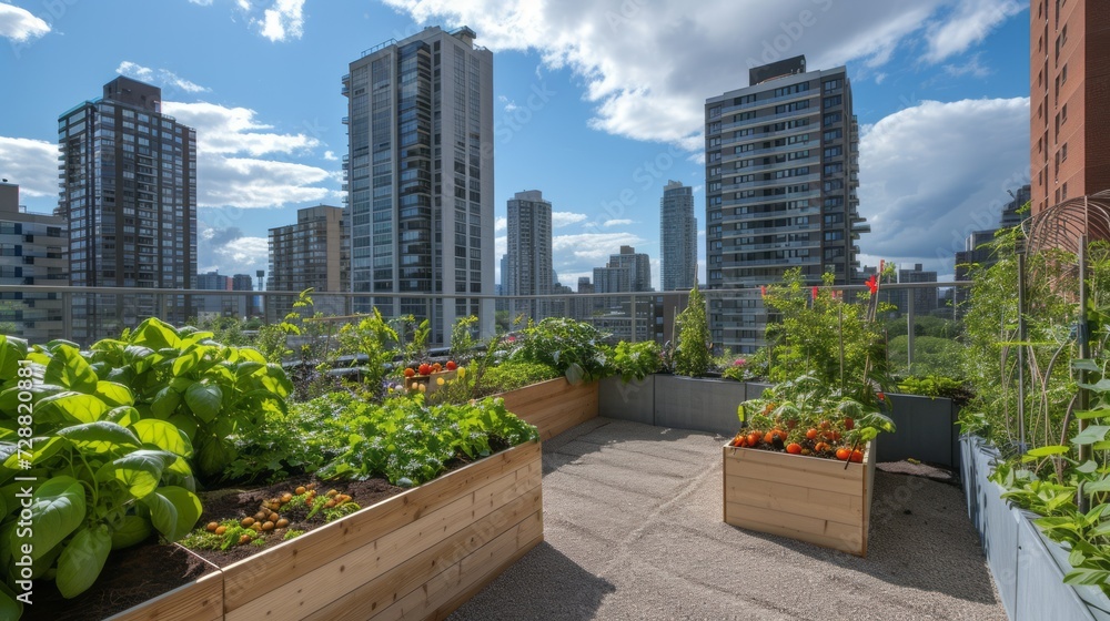 Fototapeta premium Sustainable Modern Urban Farms Growing Green