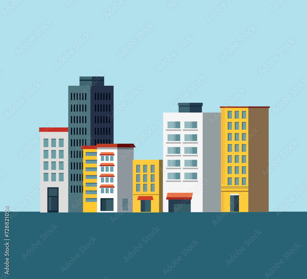 flat city buildings vector illustration