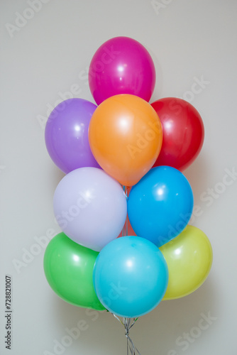 bright multi-colored balloons, card with balloons