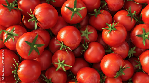  a close up of a bunch of tomatoes with green stems on top of one of the tomatoes and the other on the other side of the top of the tomatoes.