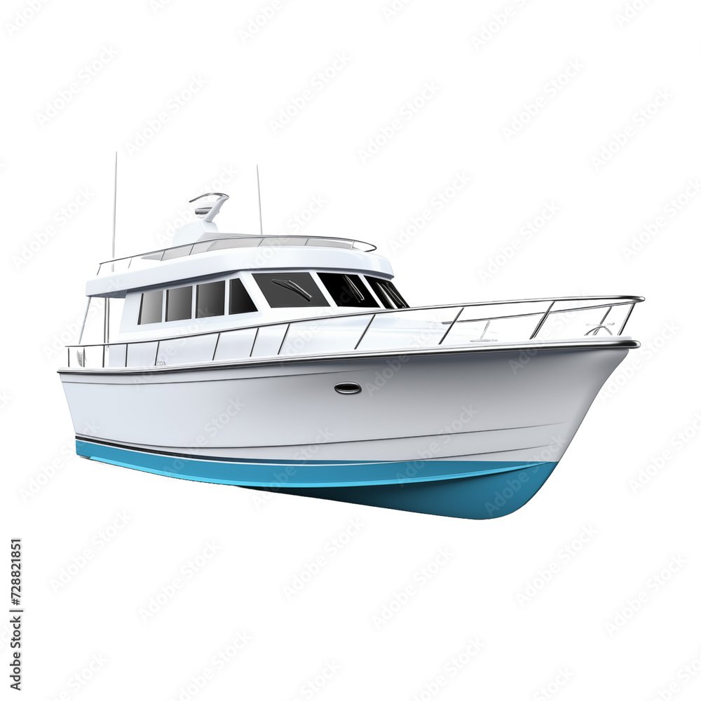 Yacht, boat isolated on transparent and white background. Ideal for use in advertising. Generative ai