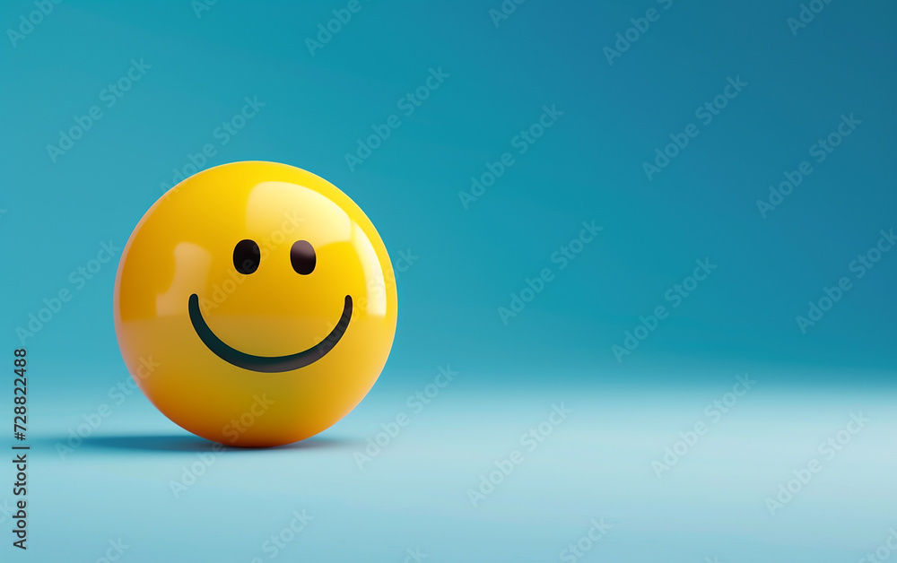 rosto emoji de sorriso feliz, fundo azul rosto emoji de sorriso feliz, fundo azul
