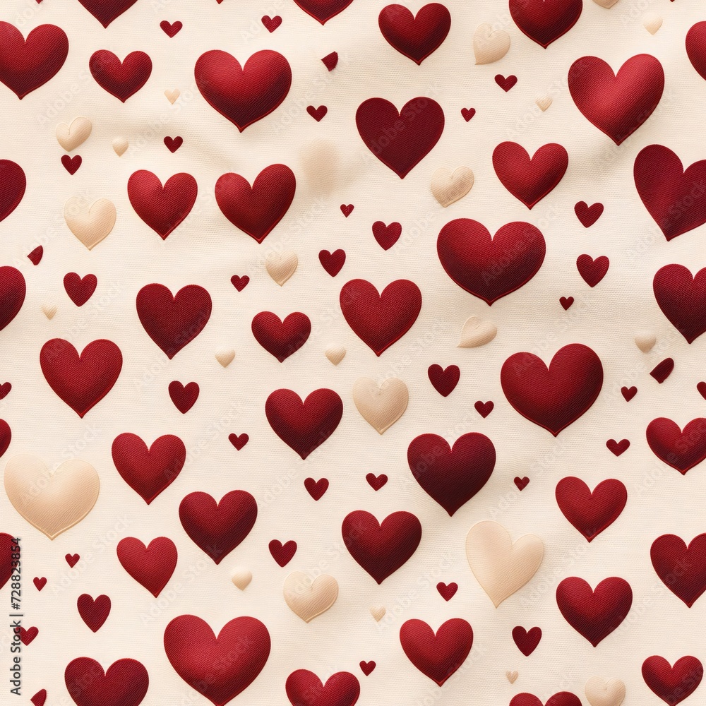 Red and white hearts as abstract background, wallpaper, banner, texture design with pattern - vector.