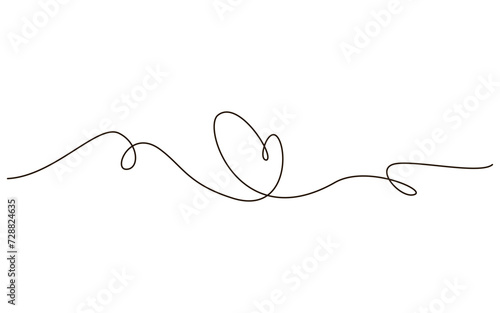Heart continuous one line symbol drawing. Love romantic icon in simple linear doodle style vector illustration with editable stroke. Design for wedding festive card
