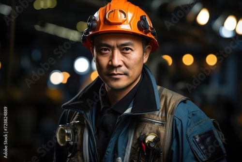 Precision Maintenance: The Portrait of an Asian Industry Maintenance Engineer Illustrates Precision and Skill in Ensuring the Smooth Functioning of Industrial Systems © Boris