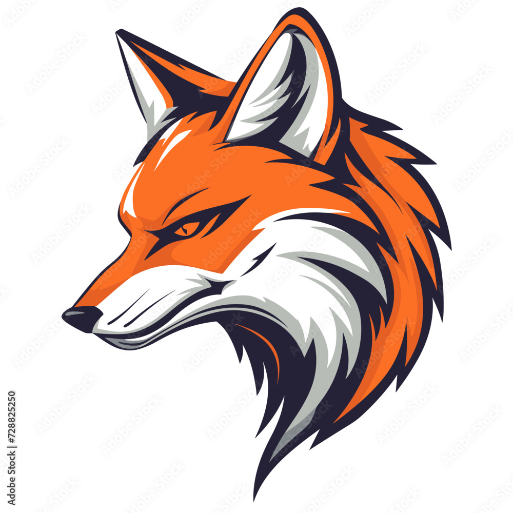 Fototapeta premium Esport vector logo fox, icon, sticker, symbol, head, tod, she-fox, red fox