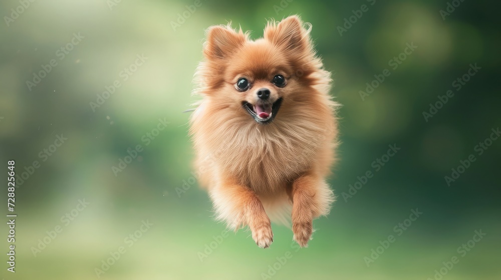 Dog jumping in the air, small orange fluffy dog on isolated backgroun, animals, pet, hungry, playing, puppy wanting food, puppy Dog jumping in the air, small orange fluffy dog on isolated backgroun, animals, pet, hungry, playing, puppy wanting food, puppy