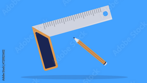 Try square vector illustration - Classic essential woodworking toll for measuring angels