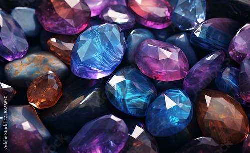 Radiant Multi-Colored Gemstones Closeup