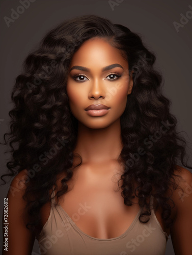 Beauty portrait of African American girl, Beautiful black woman. Cosmetics, makeup and fashion, headshot, model