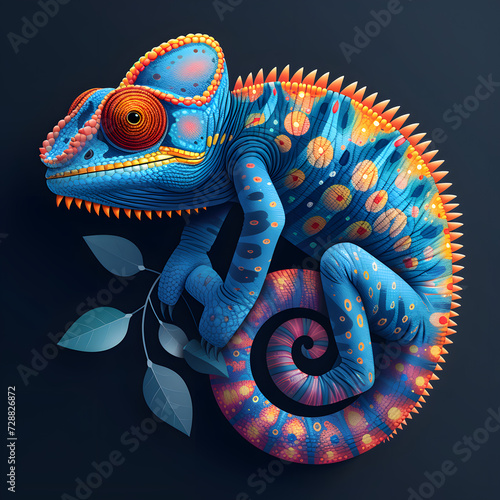 flat logo of Vector chameleon illustration vector © UseeIvan
