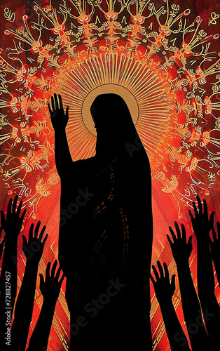silhueta nossa senhora aparecida mãos de fé em oração 