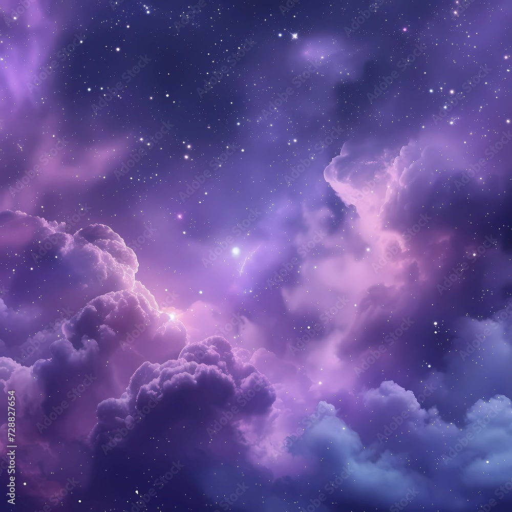 Cosmic sky with pink clouds and stars
