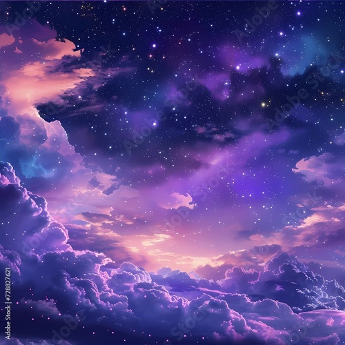 Nebulous Nightscape: Dreamy Purple and Pink Cosmic Sky with Luminous Stars