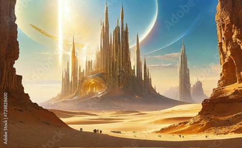 alien castle in the middle of the desert