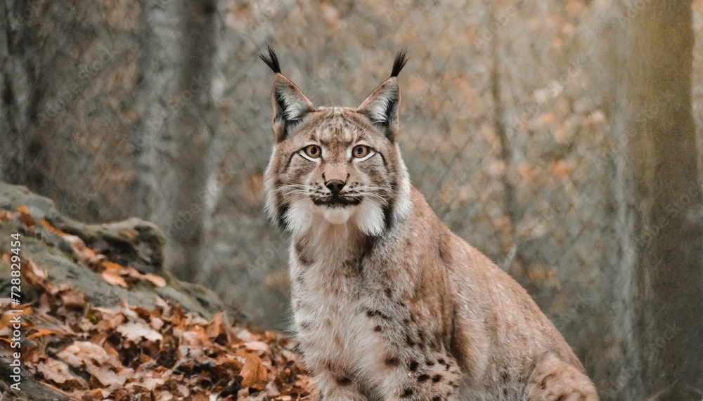 Obraz premium A lynx posing in the forest, woods, beautiful cat like animal